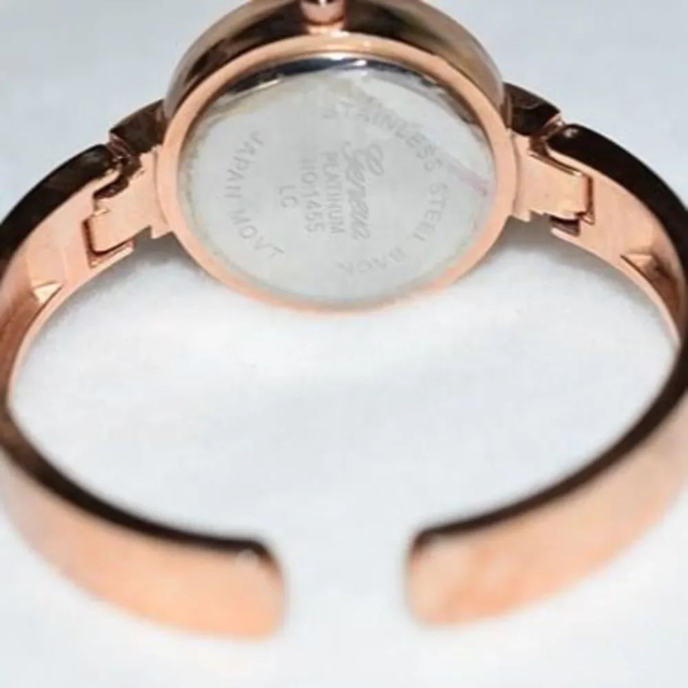 Geneva Platinum Rose Gold Analog Stainless Back No.1455 LC Hinged Cuff 6
